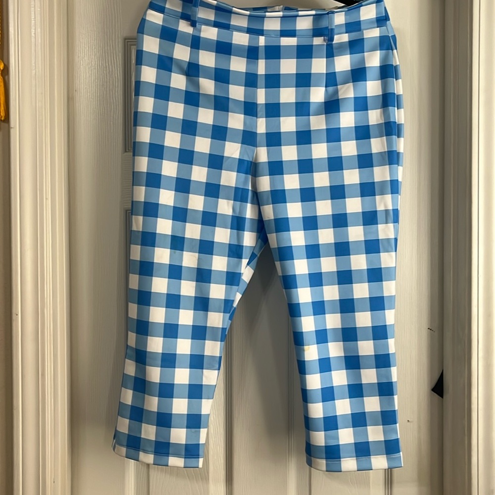 Pinup Couture Blue and White Gingham Capris